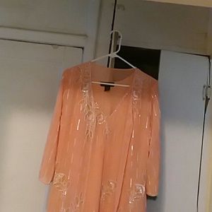 Dress with removable jacket. Hand sewn beads